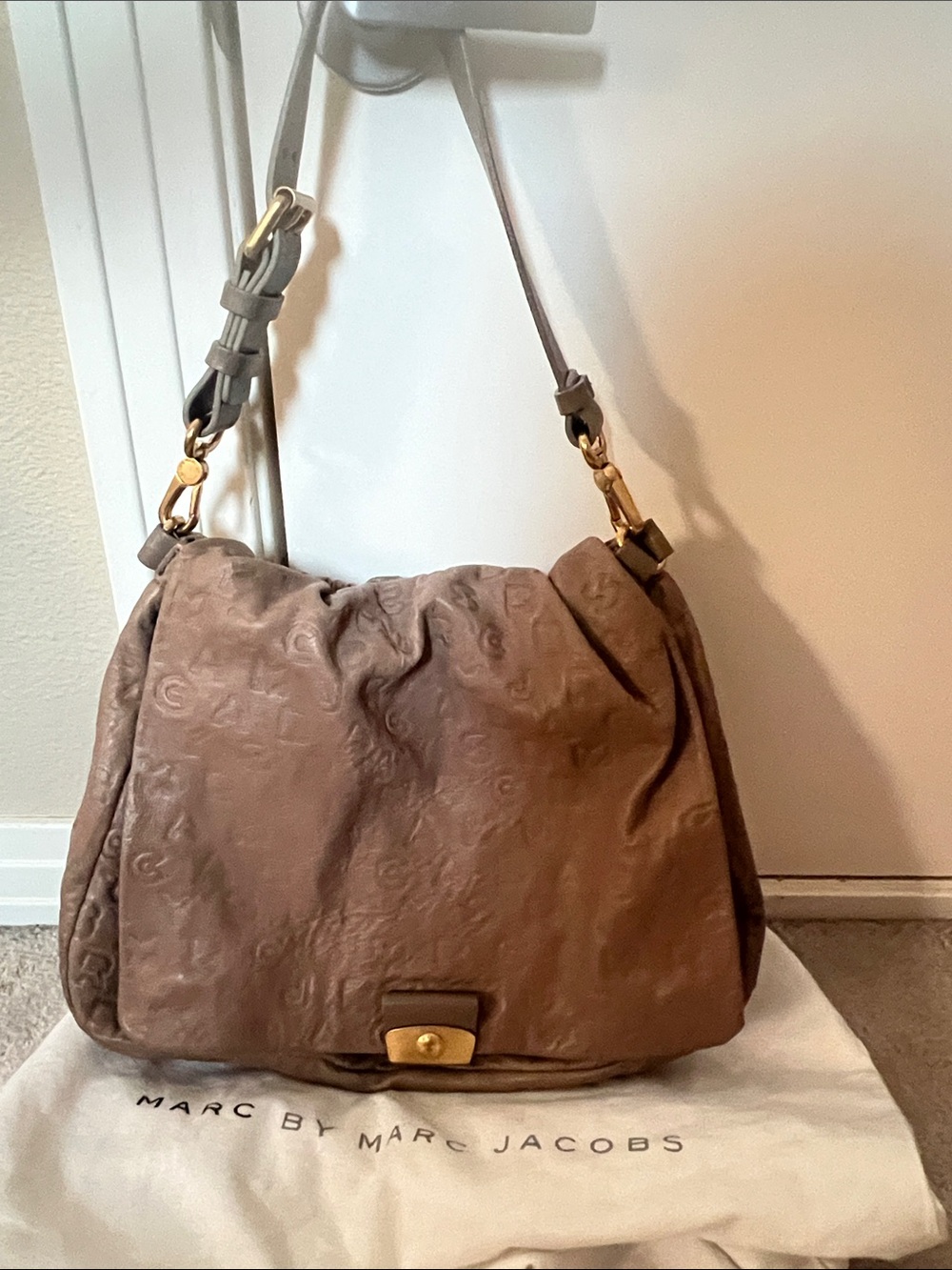 Marc by Marc Jacobs Taupe Brown Slouchy Hobo with Gold Hardware